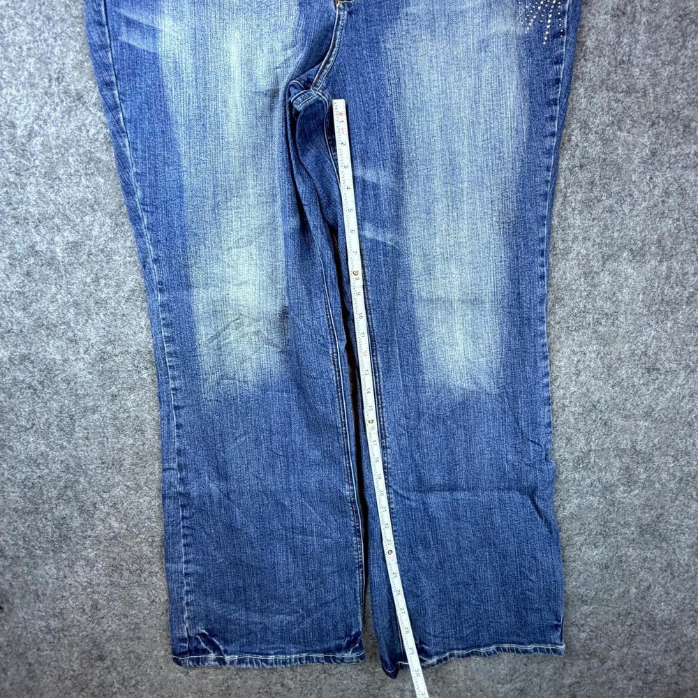 Zco Premium Bootcut Jeans Womens 24 Blue Y2K Denim Beaded Rhinestone Starburst - Picture 7 of 10